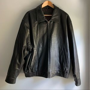 Vintage Men’s Soft Leather Bomber Jacket Black XL